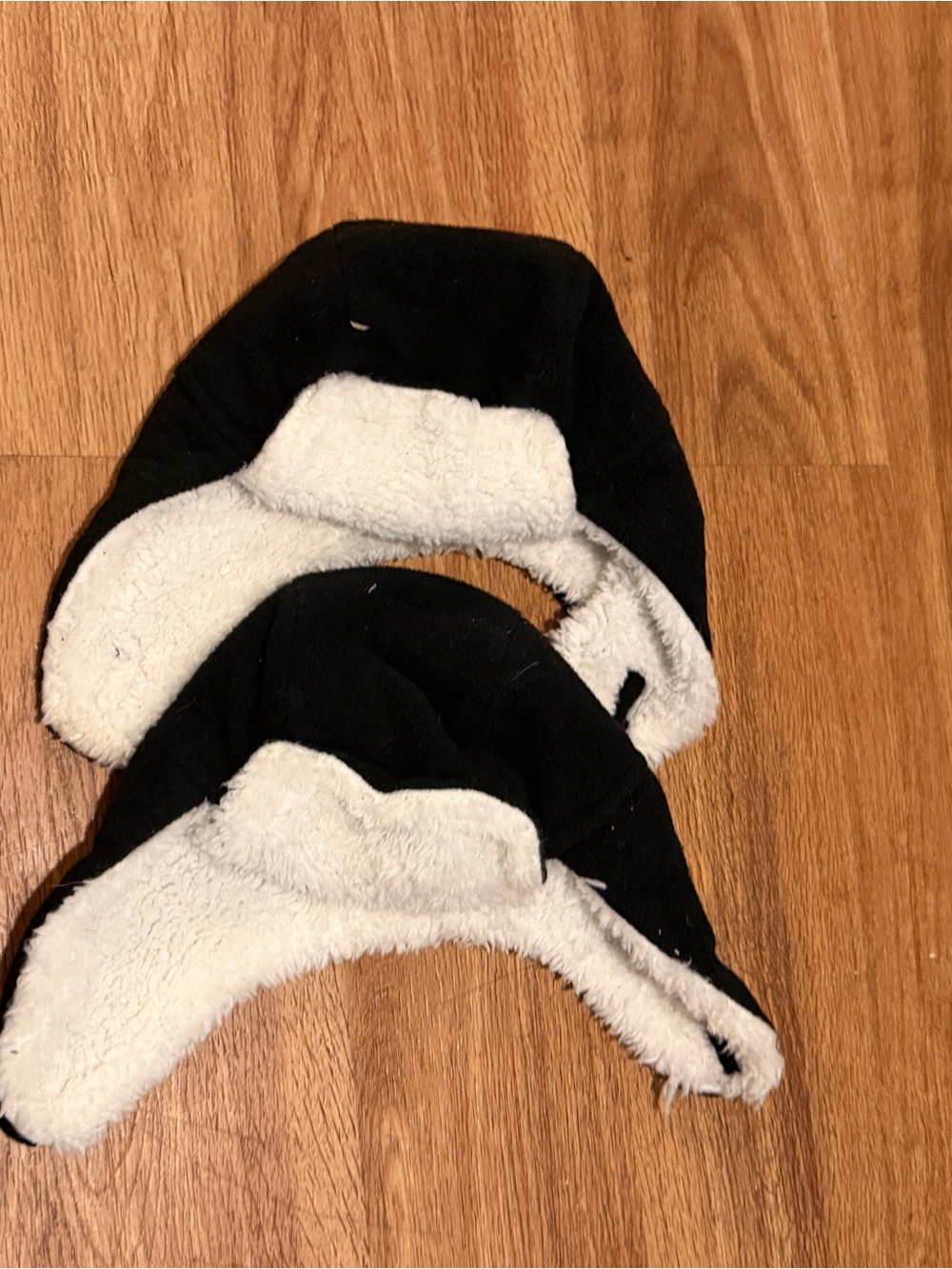 Kids Black and White Faux-Sherpa Earflap Hat